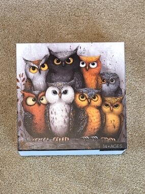 Larkipuzz Whimsical Owls 1000 piece square jigsaw puzzle